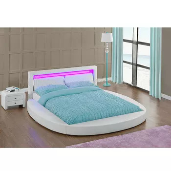 LED 라이트로 로맨틱한 현대 여왕 / 전체 크기 라운드 플랫폼 침대