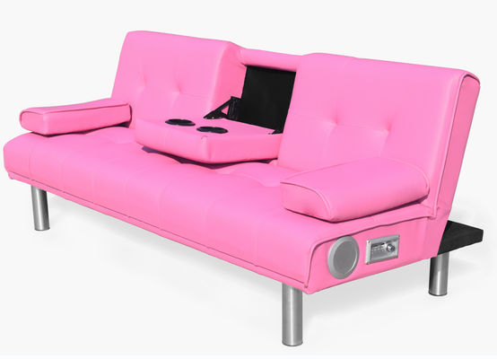 현대 가짜 가죽 3 Seater Foldable 소파 베드는 거실을 위해 아래로 접힙니다